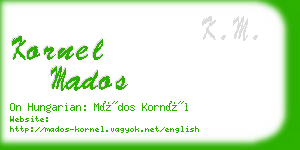 kornel mados business card